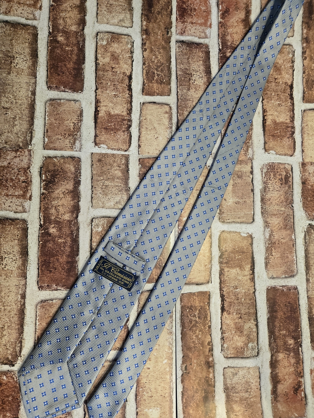 II Camiciaio Blue And Gray Patterned All Silk Tie